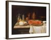 A Still-Life; with a Lobster and Bread on Salvers-Charles Collins-Framed Giclee Print