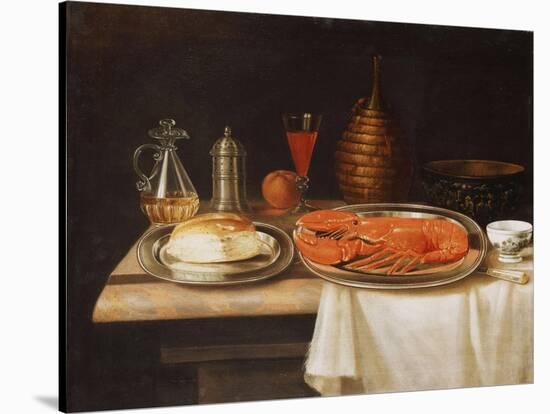 A Still-Life; with a Lobster and Bread on Salvers-Charles Collins-Stretched Canvas