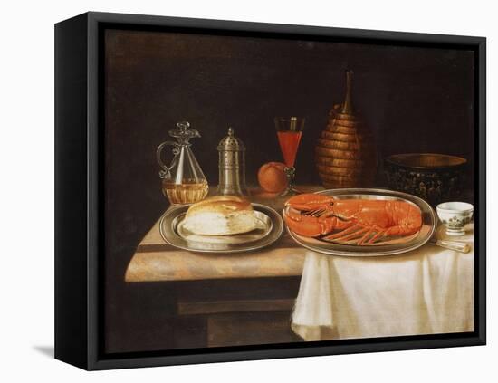 A Still-Life; with a Lobster and Bread on Salvers-Charles Collins-Framed Stretched Canvas