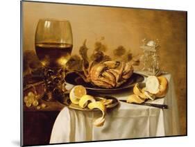 A Still Life with a Roemer, a Crab and a Peeled Lemon on a Pewter Plate, a Bunch of Grapes, a…-Pieter Claesz-Mounted Giclee Print