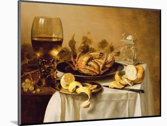 A Still Life with a Roemer, a Crab and a Peeled Lemon on a Pewter Plate, a Bunch of Grapes, a…-Pieter Claesz-Mounted Giclee Print