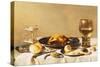 A Still Life with a Roemer, a Salt Cellar, a Plucked Chicken and a Peeled Lemon on Pewter Plates,…-Pieter Claesz-Stretched Canvas