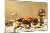 A Still Life with a Roemer, a Salt Cellar, a Plucked Chicken and a Peeled Lemon on Pewter Plates,…-Pieter Claesz-Mounted Giclee Print