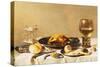 A Still Life with a Roemer, a Salt Cellar, a Plucked Chicken and a Peeled Lemon on Pewter Plates,…-Pieter Claesz-Stretched Canvas