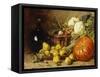 A Still Life with a Wine Flagon, a Basket, Pears, Onions, Cauliflowers, Cabbages, Garlic and a…-Eugene Claude-Framed Stretched Canvas