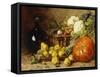 A Still Life with a Wine Flagon, a Basket, Pears, Onions, Cauliflowers, Cabbages, Garlic and a…-Eugene Claude-Framed Stretched Canvas