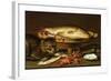 A Still Life with Carp in a Ceramic Colander, Oysters, Crayfish, Roach and a Cat on the Ledge…-Clara Peeters-Framed Giclee Print