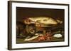 A Still Life with Carp in a Ceramic Colander, Oysters, Crayfish, Roach and a Cat on the Ledge…-Clara Peeters-Framed Giclee Print