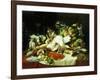 A Still Life with Fruit, Fish, Game and a Goldfish Bowl-Lucas Schaefels-Framed Giclee Print