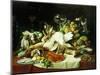 A Still Life with Fruit, Fish, Game and a Goldfish Bowl-Lucas Schaefels-Mounted Giclee Print