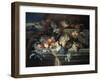 A Still Life with Grapes and Peaches on a Stone Ledge in a Landscape-Arnold Boonen-Framed Giclee Print