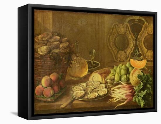 A Still Life with Oysters and Fruit-Nicholas Desportes-Framed Stretched Canvas