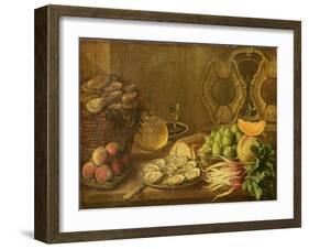 A Still Life with Oysters and Fruit-Nicholas Desportes-Framed Giclee Print