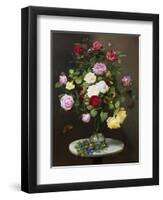 A Still Life with Roses in a Glass Vase-Otto Diderich Ottesen-Framed Giclee Print