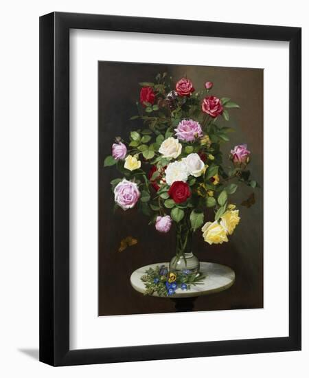 A Still Life with Roses in a Glass Vase-Otto Diderich Ottesen-Framed Giclee Print