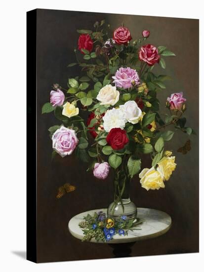 A Still Life with Roses in a Glass Vase-Otto Diderich Ottesen-Stretched Canvas