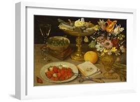 A Still Life with Strawberries on a Silver Plate, a Tazza with Sweetmeats, a Silver Gilt Bowl of…-Georg Flegel-Framed Giclee Print