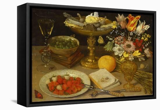 A Still Life with Strawberries on a Silver Plate, a Tazza with Sweetmeats, a Silver Gilt Bowl of…-Georg Flegel-Framed Stretched Canvas