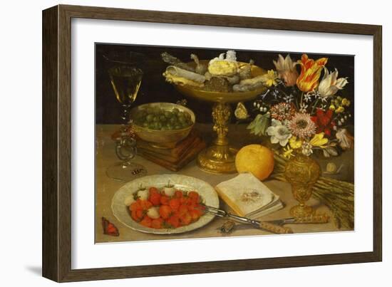 A Still Life with Strawberries on a Silver Plate, a Tazza with Sweetmeats, a Silver Gilt Bowl of…-Georg Flegel-Framed Giclee Print