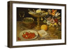 A Still Life with Strawberries on a Silver Plate, a Tazza with Sweetmeats, a Silver Gilt Bowl of…-Georg Flegel-Framed Giclee Print