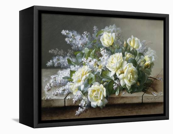 A Still Life with Yellow Roses-Raoul De Longpre-Framed Stretched Canvas