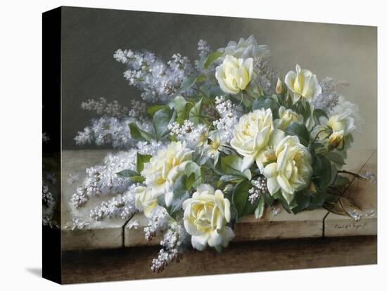 A Still Life with Yellow Roses-Raoul De Longpre-Stretched Canvas