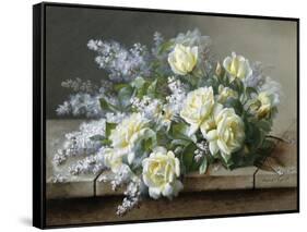 A Still Life with Yellow Roses-Raoul De Longpre-Framed Stretched Canvas