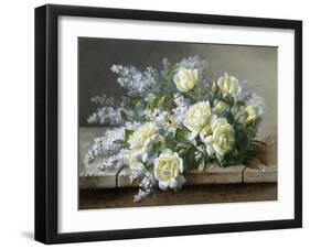 A Still Life with Yellow Roses-Raoul De Longpre-Framed Premium Photographic Print