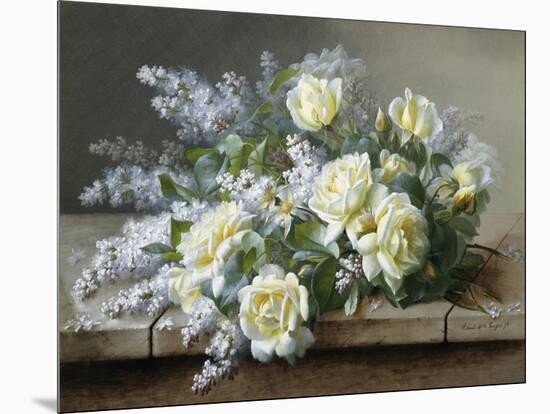 A Still Life with Yellow Roses-Raoul De Longpre-Mounted Photographic Print