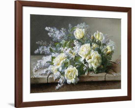 A Still Life with Yellow Roses-Raoul De Longpre-Framed Photographic Print