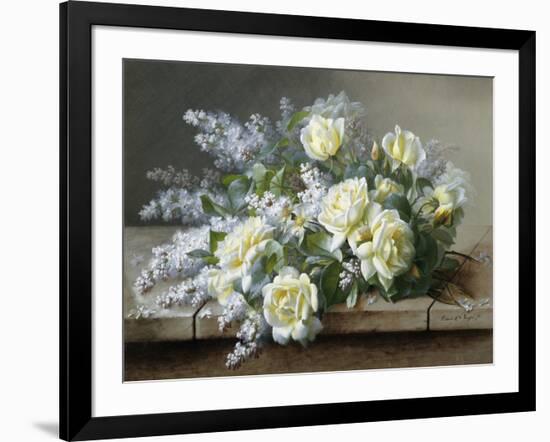 A Still Life with Yellow Roses-Raoul De Longpre-Framed Photographic Print