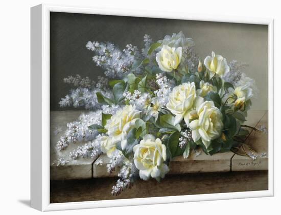 A Still Life with Yellow Roses-Raoul De Longpre-Framed Photographic Print