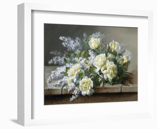 A Still Life with Yellow Roses-Raoul De Longpre-Framed Photographic Print