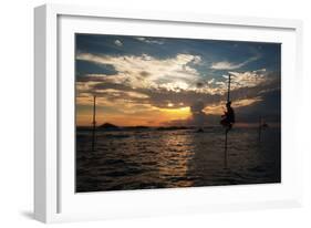 A Stilt Fisherman at Sunset-Alex Saberi-Framed Photographic Print