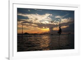 A Stilt Fisherman at Sunset-Alex Saberi-Framed Photographic Print