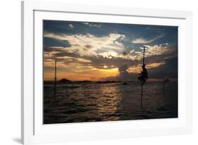 A Stilt Fisherman at Sunset-Alex Saberi-Framed Photographic Print