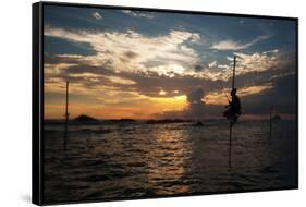 A Stilt Fisherman at Sunset-Alex Saberi-Framed Stretched Canvas