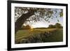 A stone wall and field at sunrise in Essex, Massachusetts.-Jerry & Marcy Monkman-Framed Photographic Print