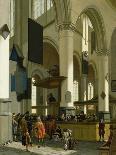 Interior of the Oude Kerk, Delft, with a Preacher-A. Storck-Framed Stretched Canvas
