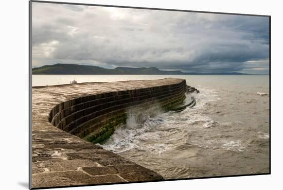 A Stormy Day at the Cobb in Lyme Regis in Dorset, England UK-Tracey Whitefoot-Mounted Photographic Print