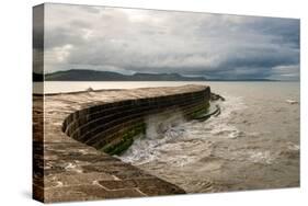 A Stormy Day at the Cobb in Lyme Regis in Dorset, England UK-Tracey Whitefoot-Stretched Canvas