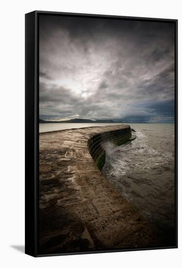 A Stormy Day on the Cobb at Lyme Regis in Dorset, England UK-Tracey Whitefoot-Framed Stretched Canvas