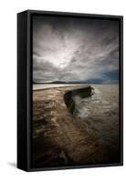 A Stormy Day on the Cobb at Lyme Regis in Dorset, England UK-Tracey Whitefoot-Framed Stretched Canvas