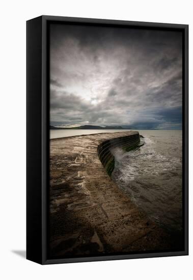 A Stormy Day on the Cobb at Lyme Regis in Dorset, England UK-Tracey Whitefoot-Framed Stretched Canvas