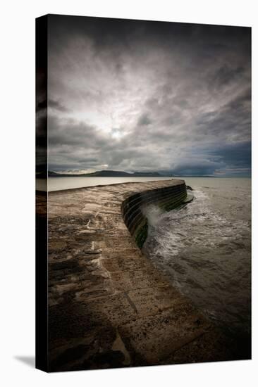 A Stormy Day on the Cobb at Lyme Regis in Dorset, England UK-Tracey Whitefoot-Stretched Canvas