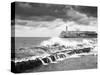 A stormy sea along the Malecon, Cuba, Havana, Castillo del Morro (Castillo de los Tres Reyes del Mo-Tim Mannakee-Stretched Canvas