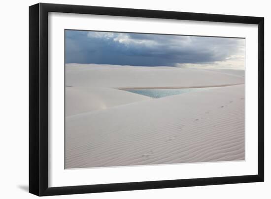 A Stormy Sky Above Brazil's Lencois Maranhenses Sand Dunes and Lagoons-Alex Saberi-Framed Photographic Print