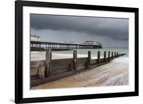 A stormy sky over the beach and pier at Cromer, Norfolk, England, United Kingdom, Europe-Jon Gibbs-Framed Photographic Print