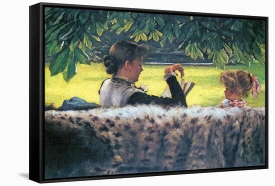 A Story Read-James Tissot-Framed Stretched Canvas