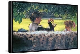 A Story Read-James Tissot-Framed Stretched Canvas